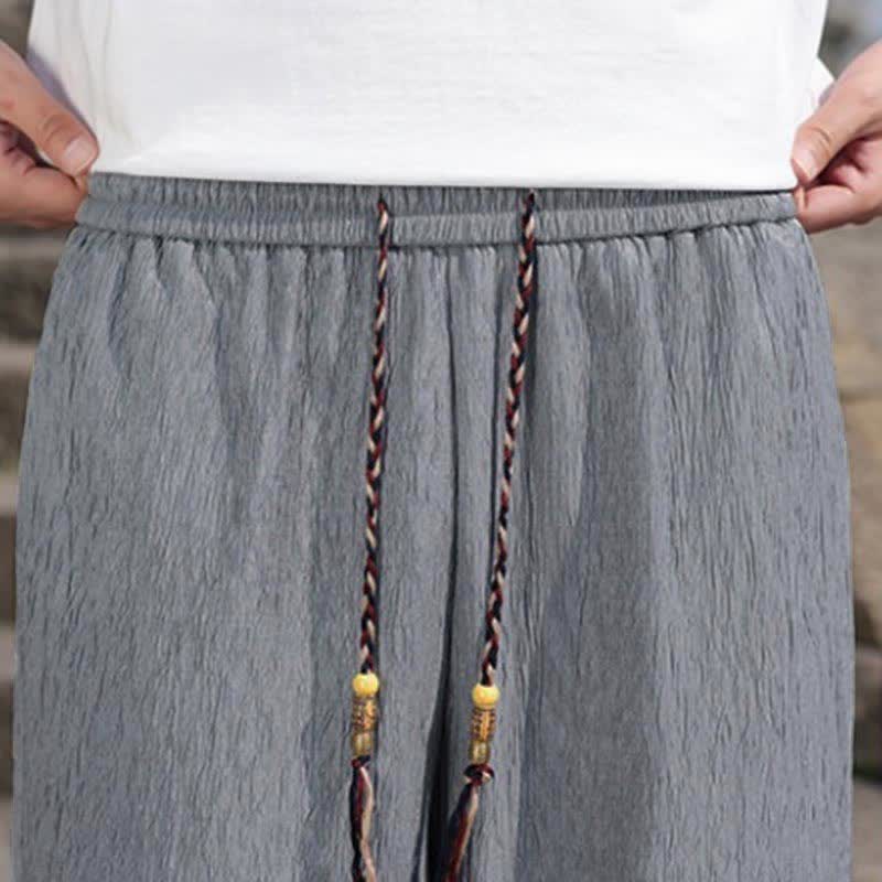 Buddha Stones Summer Casual Drawstring Solid Bermuda Shorts Men's With Pockets - image 27