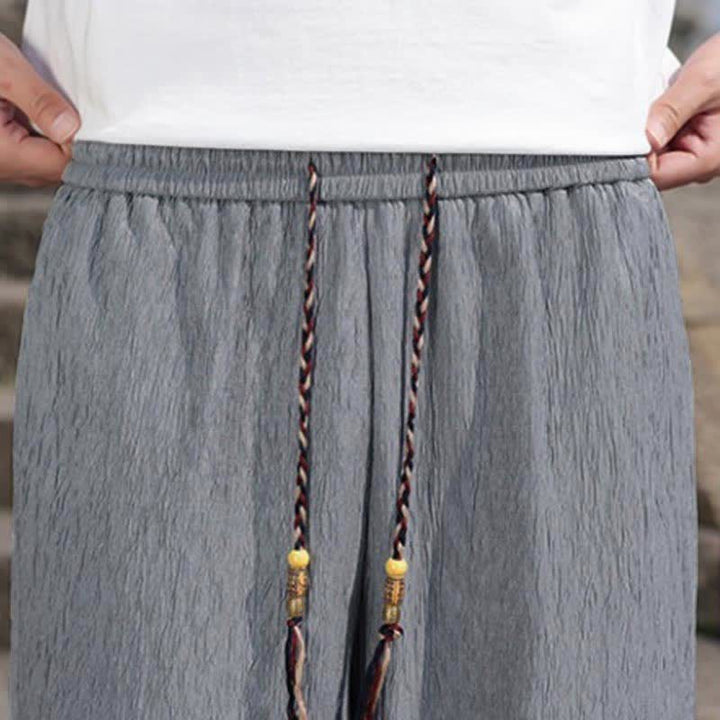 Buddha Stones Summer Casual Drawstring Solid Bermuda Shorts Men's With Pockets - image 27