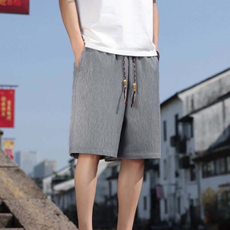 Buddha Stones Summer Casual Drawstring Solid Bermuda Shorts Men's With Pockets - Silver - US/UK/AU46，EU56 (5XL) - image 18