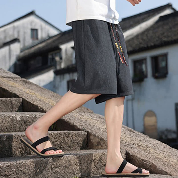 Buddha Stones Summer Casual Drawstring Solid Bermuda Shorts Men's With Pockets - image 33