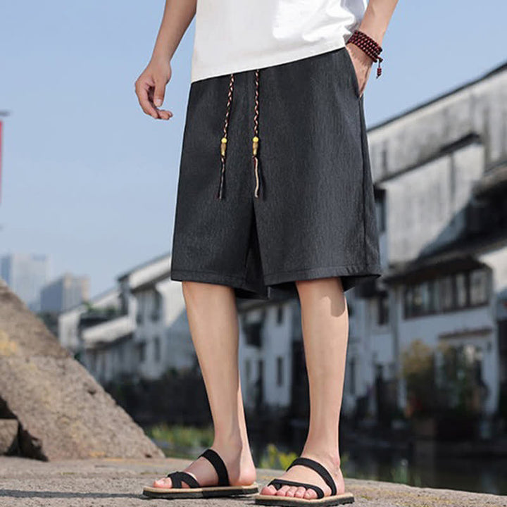 Buddha Stones Summer Casual Drawstring Solid Bermuda Shorts Men's With Pockets - image 32