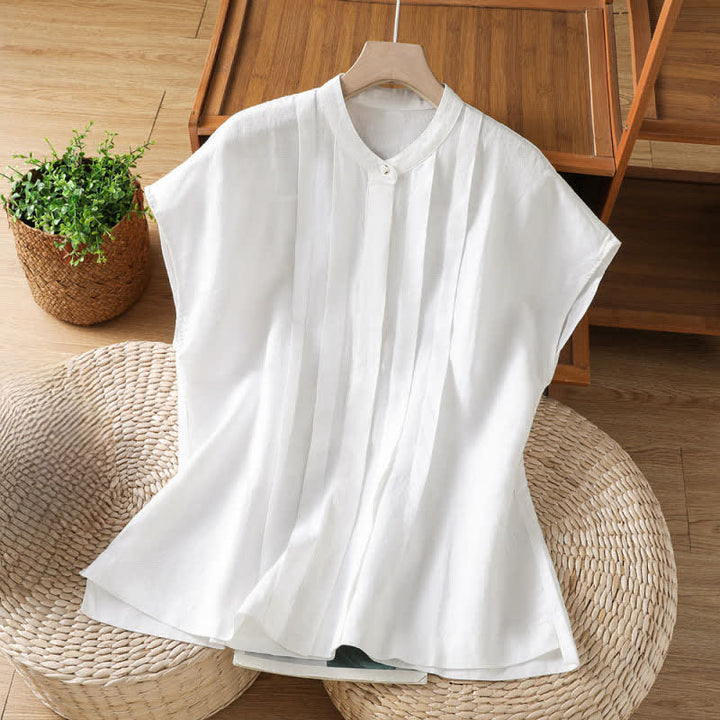 Buddha Stones Summer Casual Pintuck Front Solid Women's Sleeveless Shirts - White - US8-10, UK/AU12-14, EU40-42 (2XL) - image 7