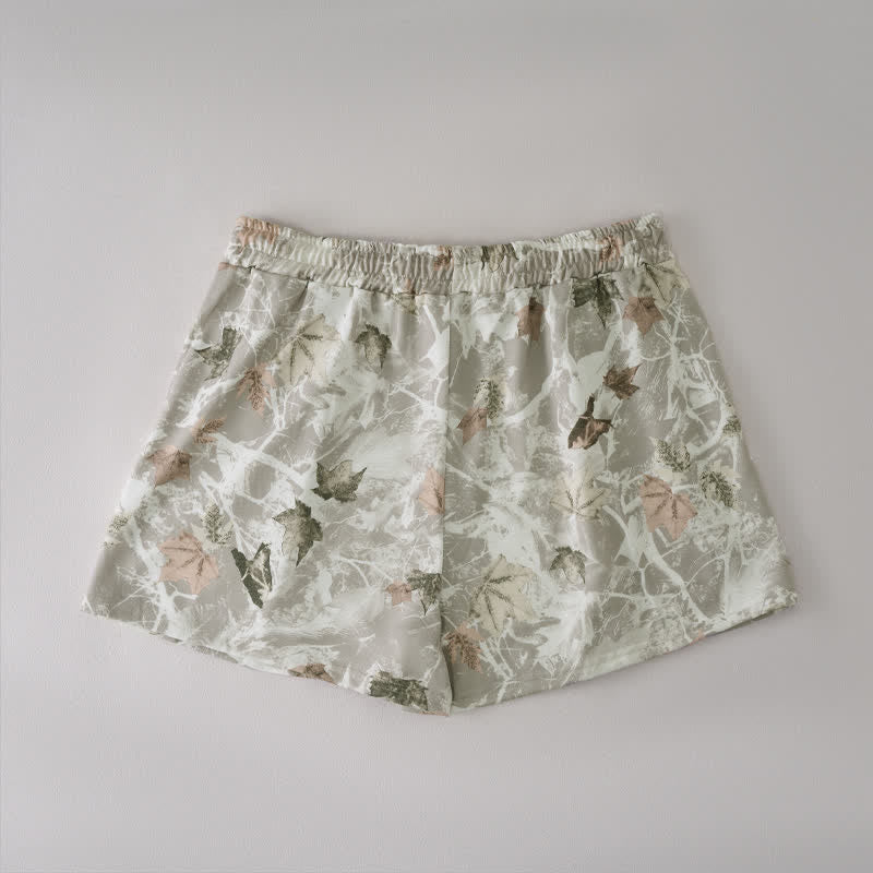 Buddha Stones Summer Casual Drawstring Abstract Maple Leaf Women's Shorts With Pocket - image 6