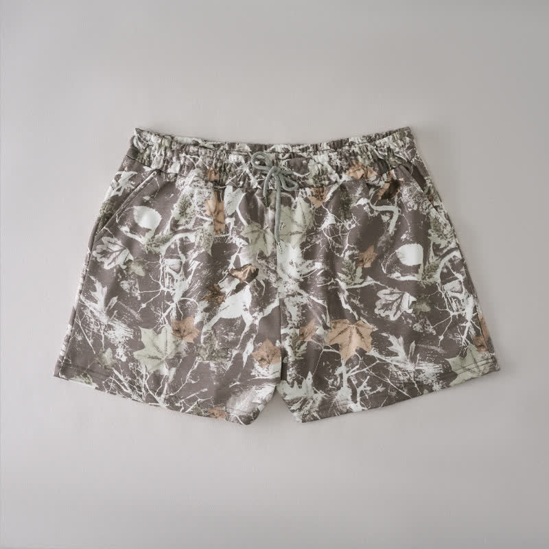 Buddha Stones Summer Casual Drawstring Abstract Maple Leaf Women's Shorts With Pocket - Sienna - US12, UK/AU16, EU44 (2XL) - image 0