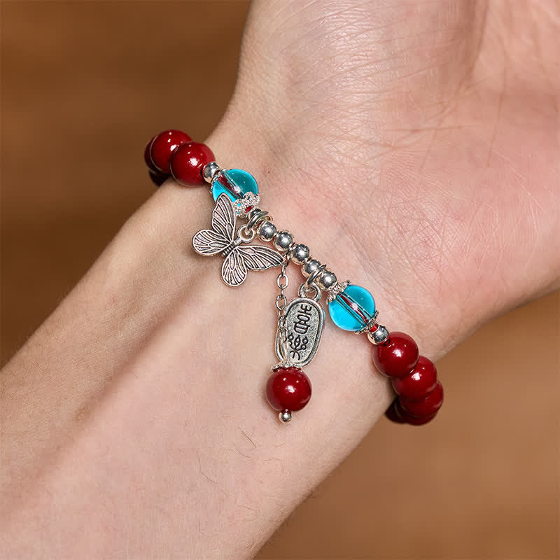 Buddha Stones Cinnabar Copper Butterfly Love Bracelet - image 9