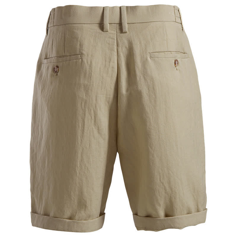 Buddha Stones Summer Casual Classic Zipper Button Solid Bermuda Shorts Men's With Pockets - image 1
