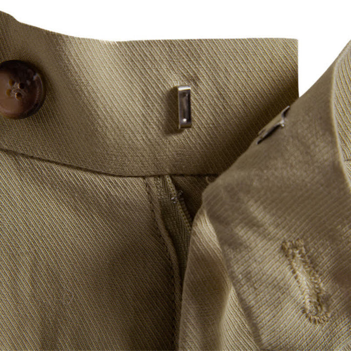 Buddha Stones Summer Casual Classic Zipper Button Solid Bermuda Shorts Men's With Pockets - image 3