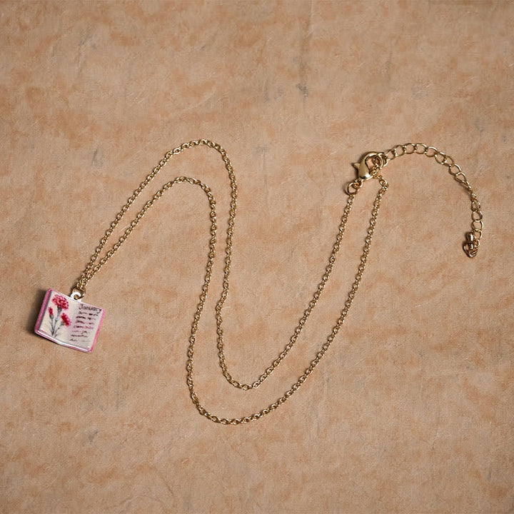 Buddha Stones Copper Birth Flower Strengthen Book Design Balance Pendant Necklace - image 8