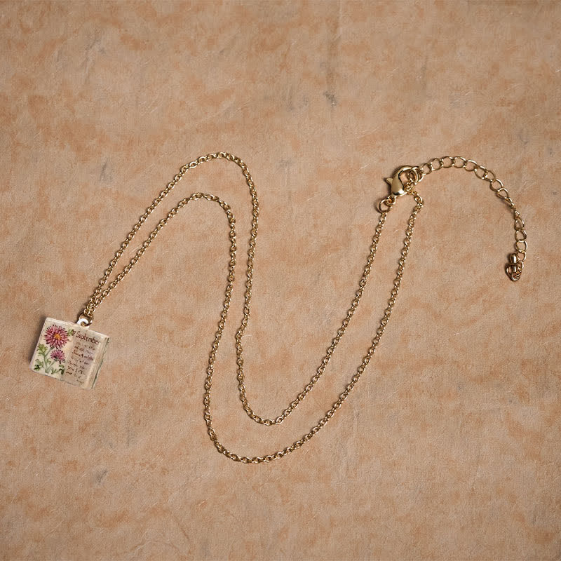 Buddha Stones Copper Birth Flower Strengthen Book Design Balance Pendant Necklace - image 36