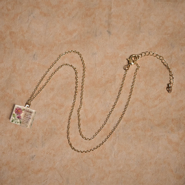 Buddha Stones Copper Birth Flower Strengthen Book Design Balance Pendant Necklace - image 36
