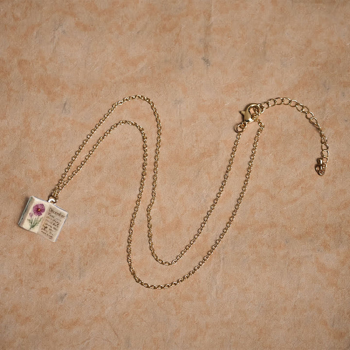 Buddha Stones Copper Birth Flower Strengthen Book Design Balance Pendant Necklace - image 48