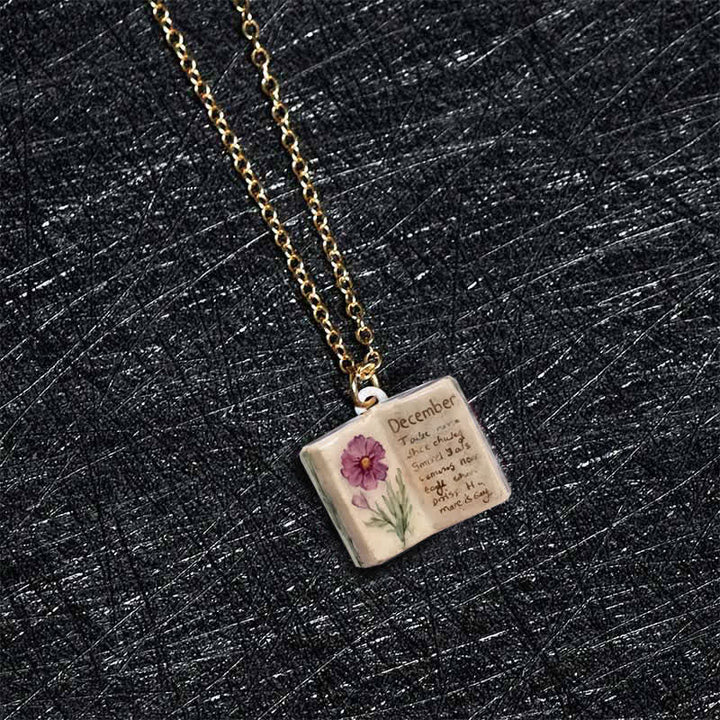 Buddha Stones Copper Birth Flower Strengthen Book Design Balance Pendant Necklace - image 46