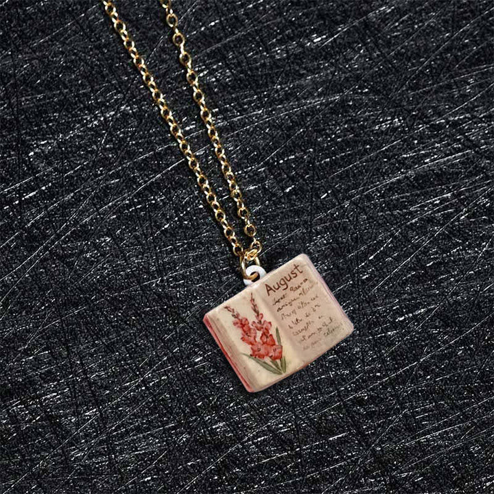 Buddha Stones Copper Birth Flower Strengthen Book Design Balance Pendant Necklace - image 30