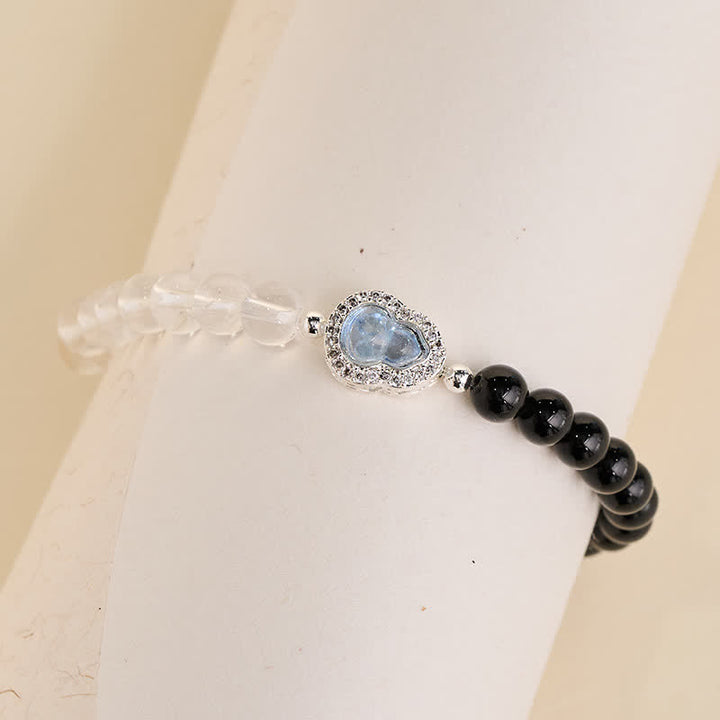 Buddha Stones Clear Quartz Black Obsidian Gourd Clarity Bracelet - image 13
