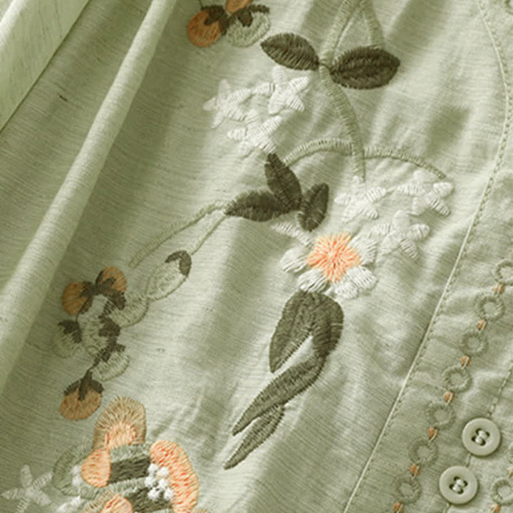 Buddha Stones Summer Boho Embroidery Floral Women's Short Sleeve Shirt - image 2
