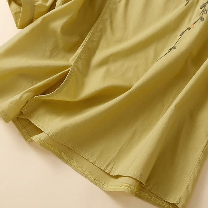 Buddha Stones Summer Casual Crew Neck Embroidery Flower Women's Short Sleeve T-Shirts - image 12