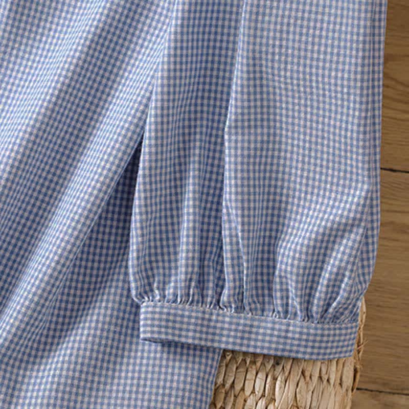 Buddha Stones Spring Button-Up Gingham Women's Long Sleeve Shirts - image 16