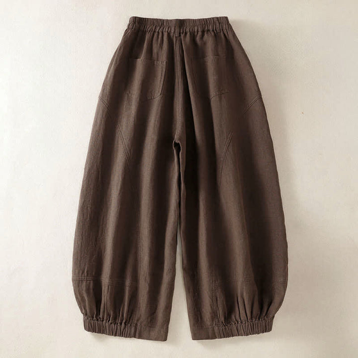 Buddha Stones Summer Casual Solid Cropped Elastic Waist Women's Harem Pants With Pockets - image 10