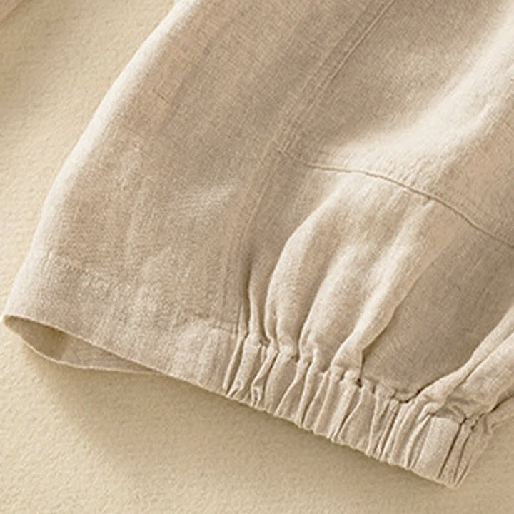 Buddha Stones Summer Casual Solid Cropped Elastic Waist Women's Harem Pants With Pockets - image 6