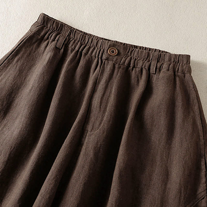 Buddha Stones Summer Casual Solid Cropped Elastic Waist Women's Harem Pants With Pockets - image 11