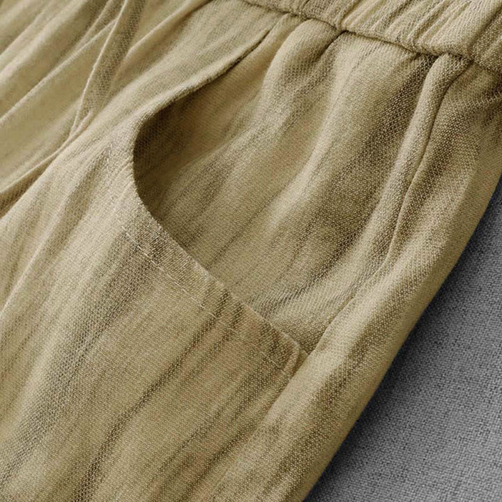 Buddha Stones Summer Casual Drawstring Stripe Elastic Waist Women's Straight Leg Pants With Pockets - image 9