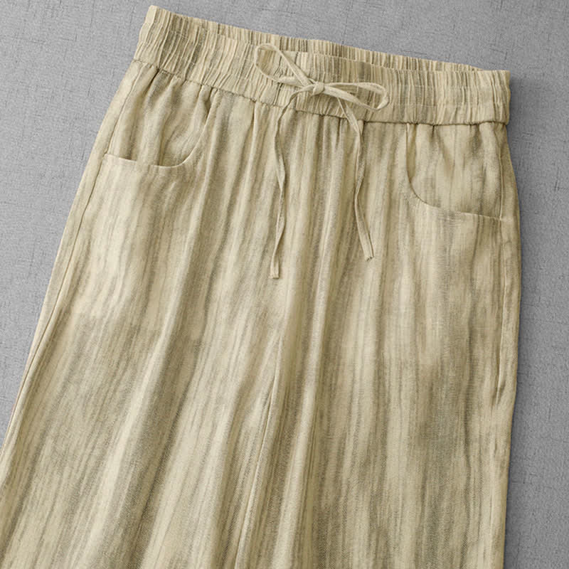 Buddha Stones Summer Casual Drawstring Stripe Elastic Waist Women's Straight Leg Pants With Pockets - image 8