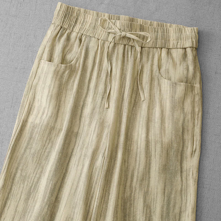 Buddha Stones Summer Casual Drawstring Stripe Elastic Waist Women's Straight Leg Pants With Pockets - image 8
