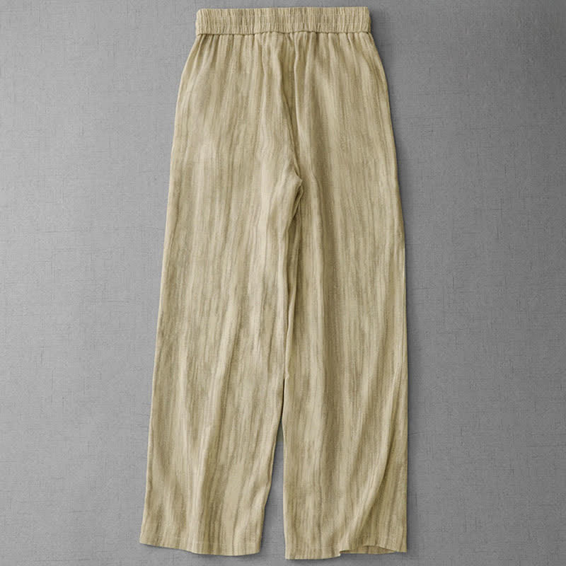 Buddha Stones Summer Casual Drawstring Stripe Elastic Waist Women's Straight Leg Pants With Pockets - image 6