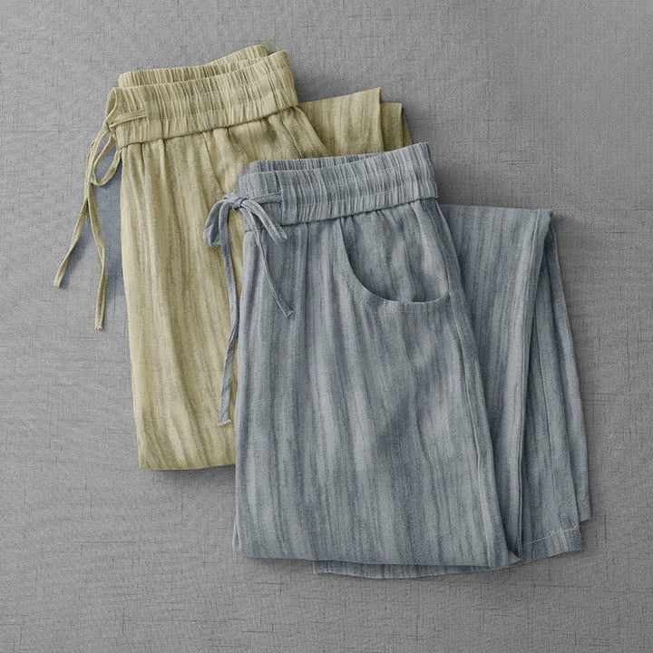 Buddha Stones Summer Casual Drawstring Stripe Elastic Waist Women's Straight Leg Pants With Pockets - image 15