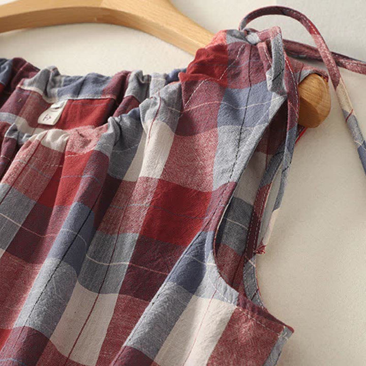 Buddha Stones Summer Casual Crew Neck Plaid Pattern Women's Sleeveless Shirts Tank Top - image 7
