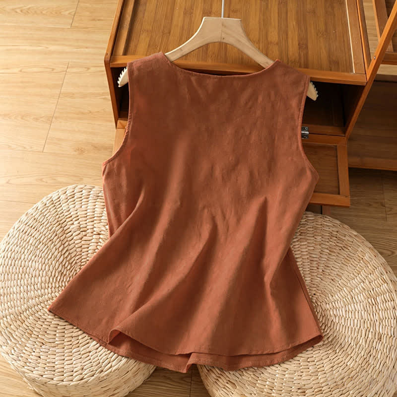 Buddha Stones Summer Casual Side Slit Flower Women's Sleeveless T-Shirts Tank Top - image 1