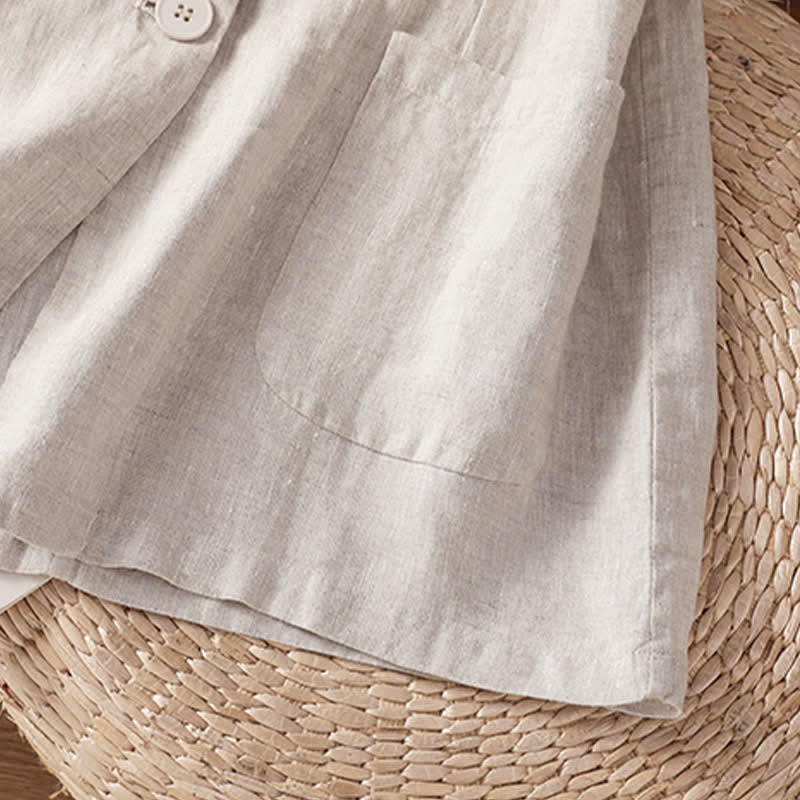 Buddha Stones Summer Casual Button-Up Solid V-Neck Women's Short Sleeve Shirts With Pockets - image 24