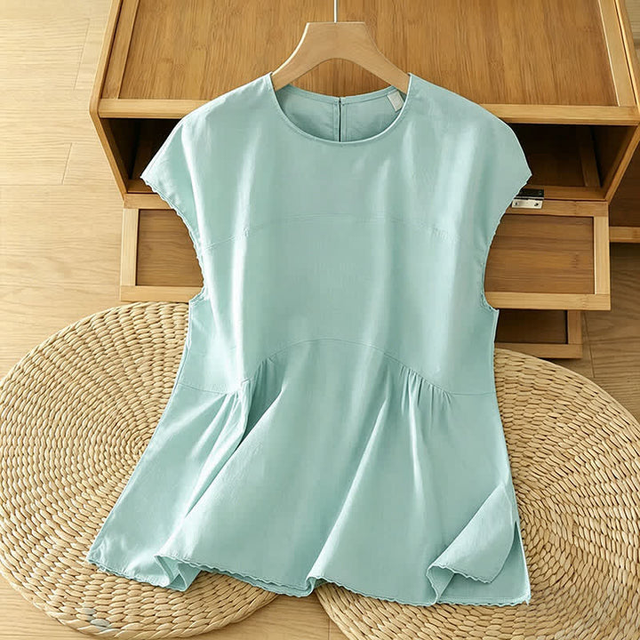Buddha Stones Summer Casual Solid Crew Neck Women's Cap Sleeve T-Shirts Tank Top - PaleTurquoise - US14，UK/AU18，EU46 (2XL) - image 5