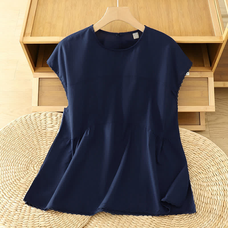 Buddha Stones Summer Casual Solid Crew Neck Women's Cap Sleeve T-Shirts Tank Top - MidnightBlue - US14，UK/AU18，EU46 (2XL) - image 17