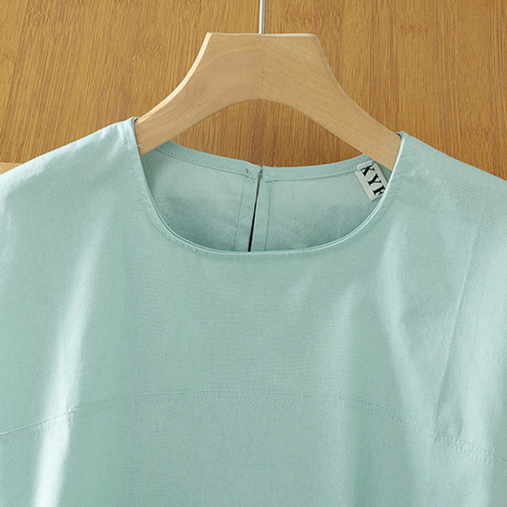 Buddha Stones Summer Casual Solid Crew Neck Women's Cap Sleeve T-Shirts Tank Top - image 7