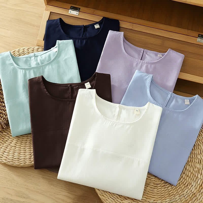 Buddha Stones Summer Casual Solid Crew Neck Women's Cap Sleeve T-Shirts Tank Top - image 21