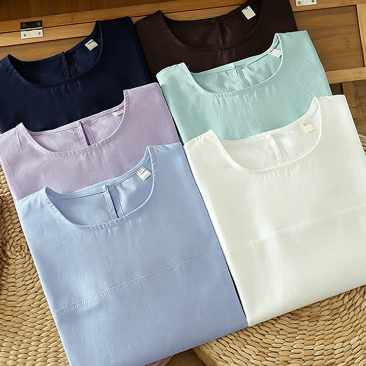 Buddha Stones Summer Casual Solid Crew Neck Women's Cap Sleeve T-Shirts Tank Top - image 22