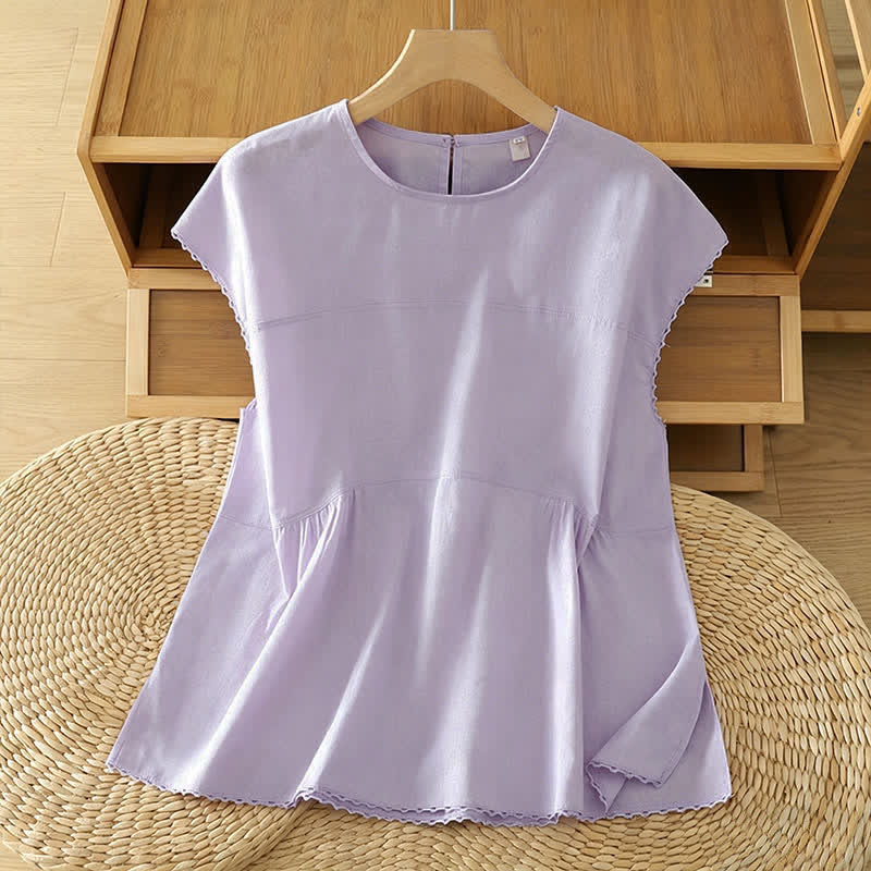 Buddha Stones Summer Casual Solid Crew Neck Women's Cap Sleeve T-Shirts Tank Top - Lavender - US14，UK/AU18，EU46 (2XL) - image 12