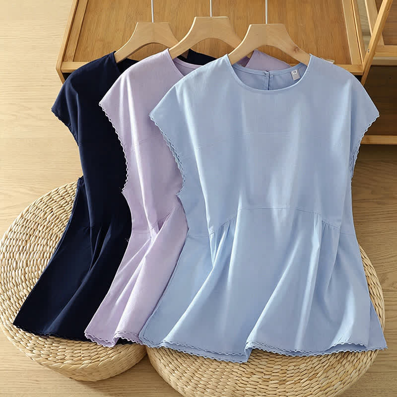 Buddha Stones Summer Casual Solid Crew Neck Women's Cap Sleeve T-Shirts Tank Top - image 20