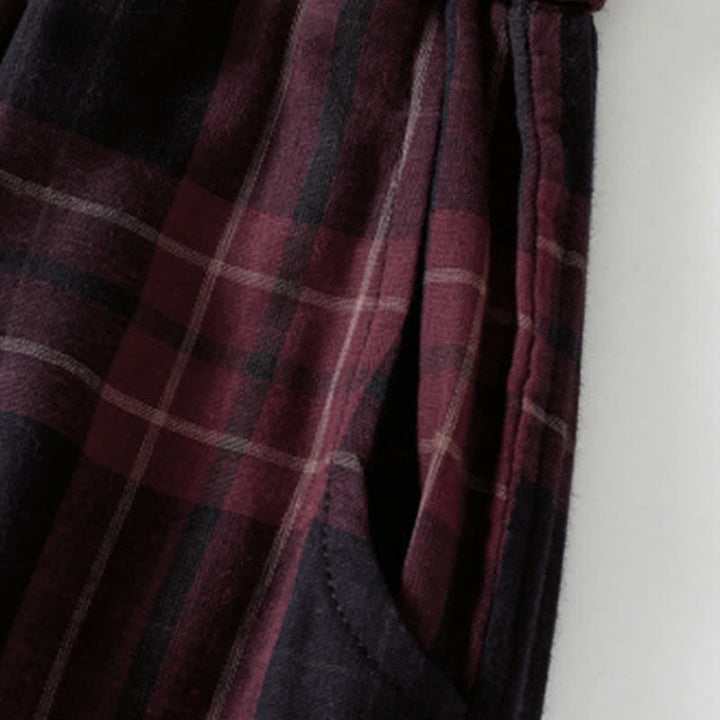 Buddha Stones Spring Casual Drawstring Plaid Pattern Elastic Waist Cropped Women's Harem Pants With Pockets - image 15