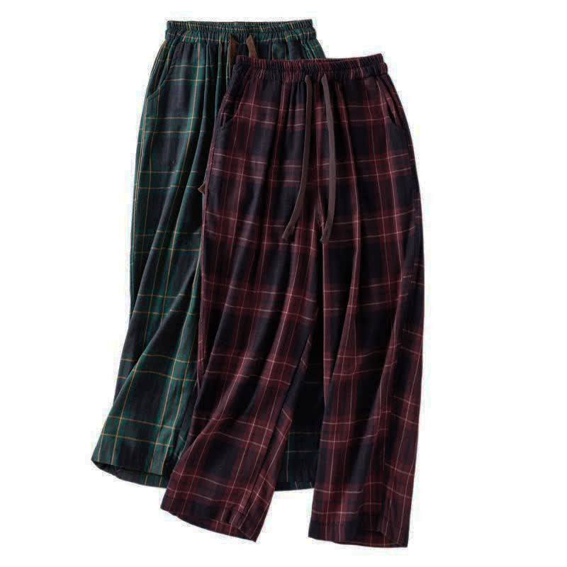 Buddha Stones Spring Casual Drawstring Plaid Pattern Elastic Waist Cropped Women's Harem Pants With Pockets - image 22