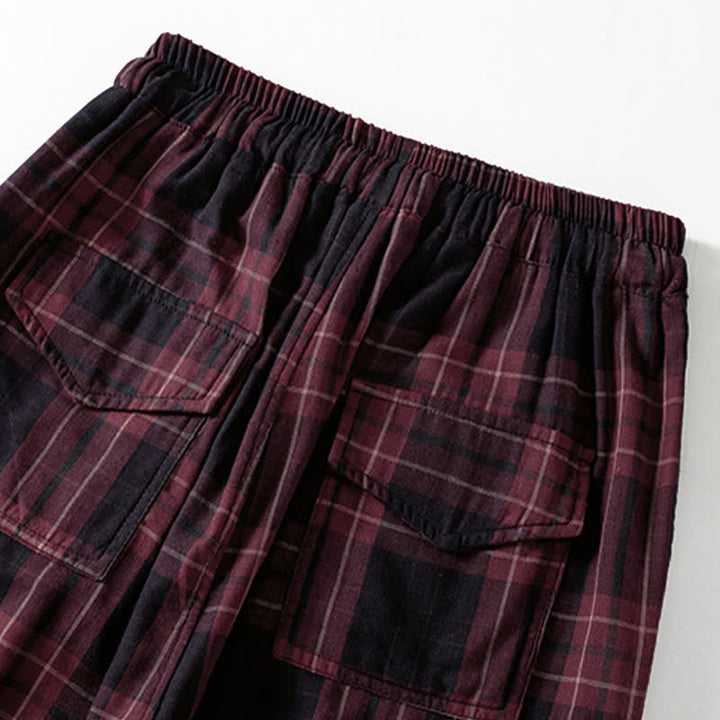 Buddha Stones Spring Casual Drawstring Plaid Pattern Elastic Waist Cropped Women's Harem Pants With Pockets - image 17