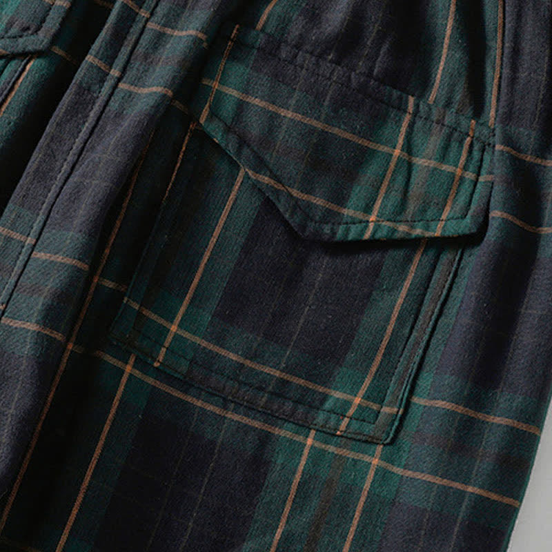 Buddha Stones Spring Casual Drawstring Plaid Pattern Elastic Waist Cropped Women's Harem Pants With Pockets - image 8