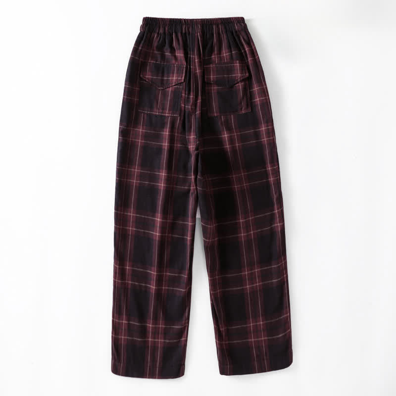Buddha Stones Spring Casual Drawstring Plaid Pattern Elastic Waist Cropped Women's Harem Pants With Pockets - image 11