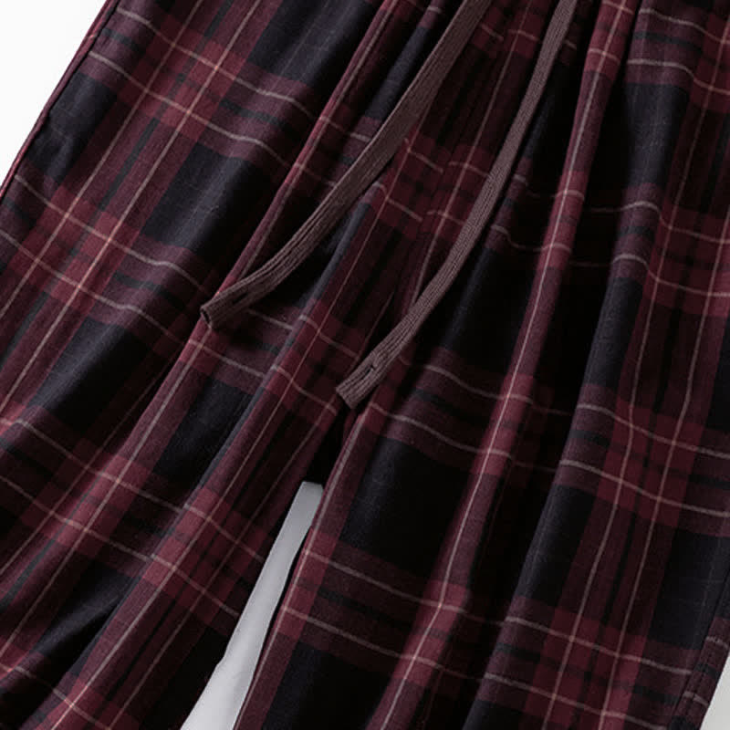 Buddha Stones Spring Casual Drawstring Plaid Pattern Elastic Waist Cropped Women's Harem Pants With Pockets - image 16