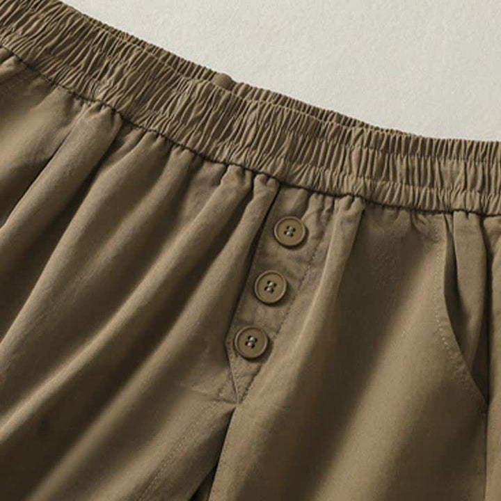 Buddha Stones Summer Casual Decorative Buttons Solid Women's Shorts With Pockets - image 3