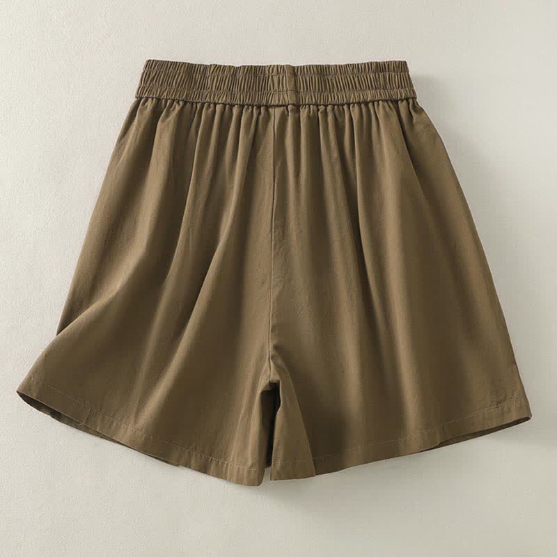 Buddha Stones Summer Casual Decorative Buttons Solid Women's Shorts With Pockets - image 1