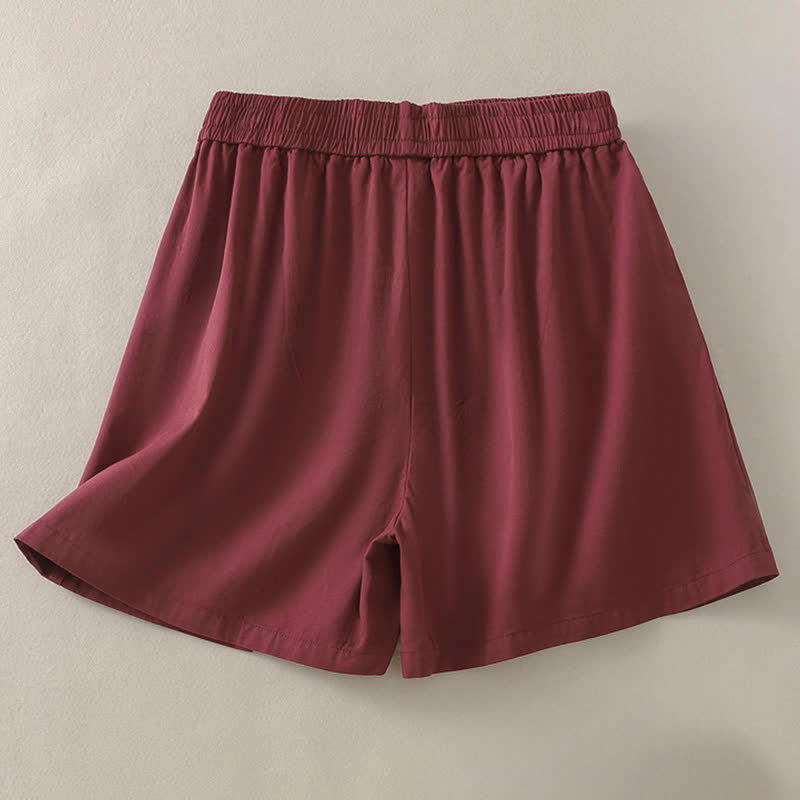 Buddha Stones Summer Casual Decorative Buttons Solid Women's Shorts With Pockets - image 11