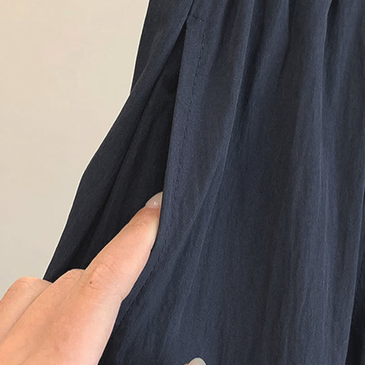 Buddha Stones Spring Summer Casual Drawstring Solid Cropped Women's Wide Leg Pants With Pockets - image 14