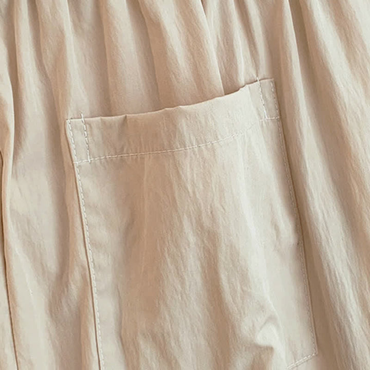 Buddha Stones Spring Summer Casual Drawstring Solid Cropped Women's Wide Leg Pants With Pockets - image 9